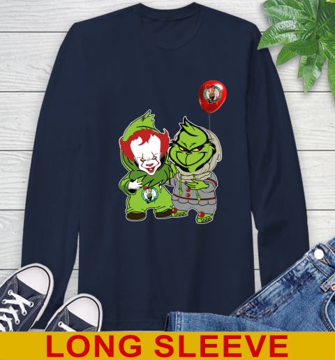Boston Celtics Baby Pennywise Grinch Christmas NBA Basketball Long Sleeve T-Shirt 4