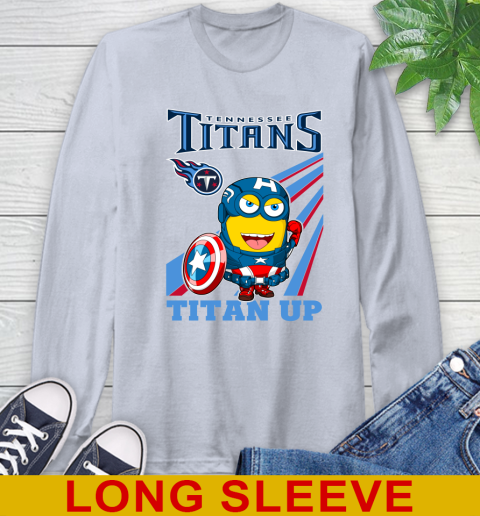 NFL Football Tennessee Titans Captain America Marvel Avengers Minion Titan Up Shirt Long Sleeve T-Shirt 6
