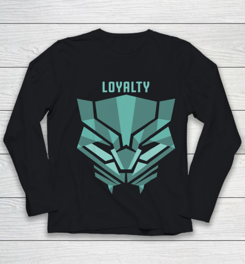 Marvel Black Panther Teal Loyalty Logo Graphic Youth Long Sleeve