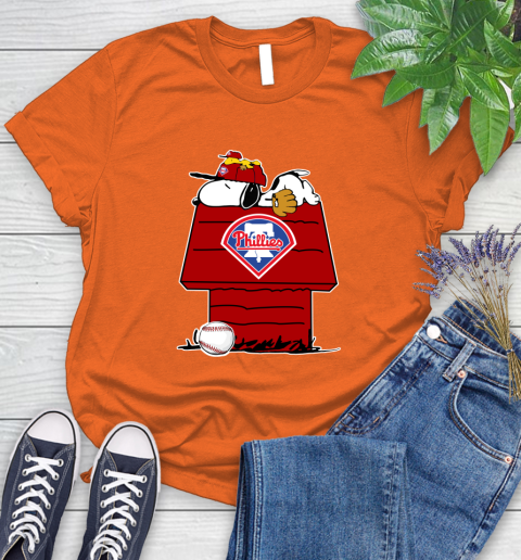 MLB Philadelphia Phillies Snoopy Woodstock The Peanuts Movie Baseball T Shirt_000 Women's T-Shirt 4
