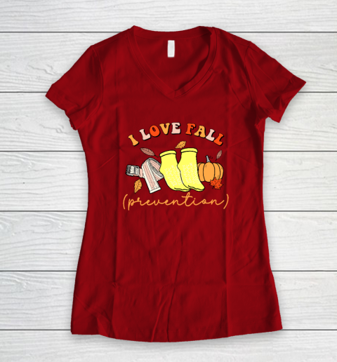 I Love Fall (Prevention) Women's V-Neck T-Shirt 6