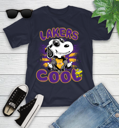NBA Basketball Los Angeles Lakers Cool Snoopy Shirt Youth T-Shirt 2