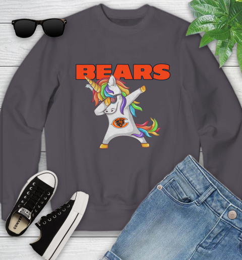 Chicago Bears NFL Football Funny Unicorn Dabbing Sports Youth Sweatshirt 6