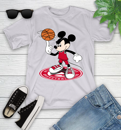 NBA Basketball Atlanta Hawks Cheerful Mickey Disney Shirt Youth T-Shirt 4