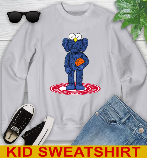NBA Basketball Atlanta Hawks Kaws Bff Blue Figure Shirt Youth Sweatshirt 4