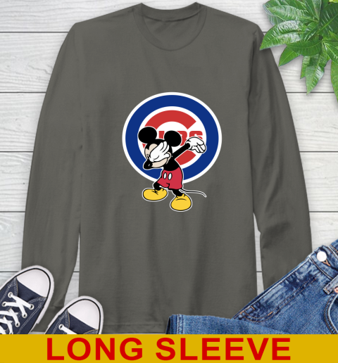 Chicago Cubs MLB Baseball Dabbing Mickey Disney Sports Long Sleeve T-Shirt 8