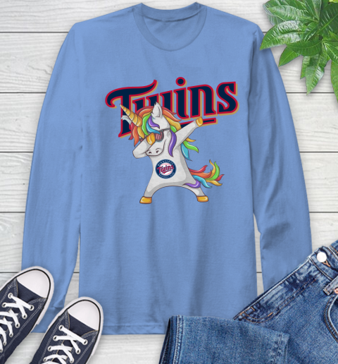 Minnesota Twins MLB Baseball Funny Unicorn Dabbing Sports Long Sleeve T-Shirt 11