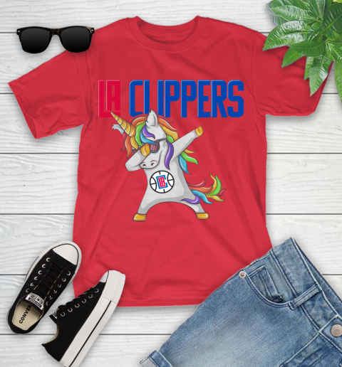 LA Clippers NBA Basketball Funny Unicorn Dabbing Sports Youth T-Shirt 10
