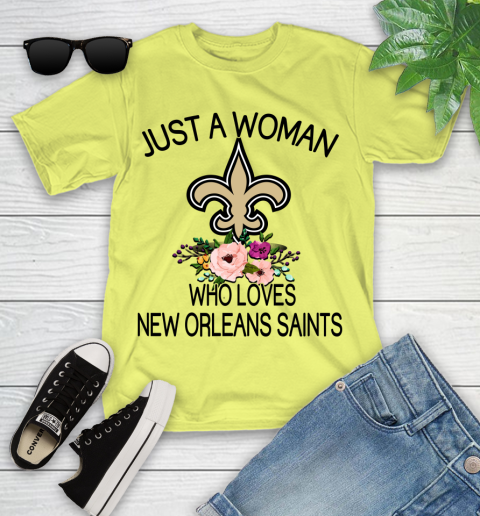 NFL Just A Woman Who Loves New Orleans Saints Football Sports Youth T-Shirt 5