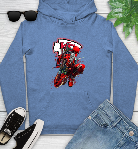 NFL Deadpool Marvel Comics Sports Football Kansas City Chiefs Youth Hoodie 12
