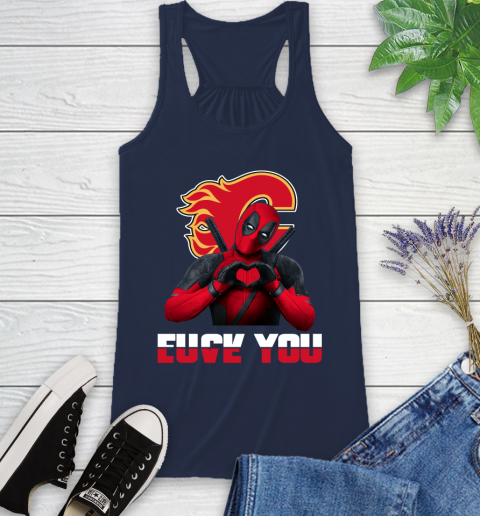 NHL Calgary Flames Deadpool Love You Fuck You Hockey Sports Racerback Tank 9