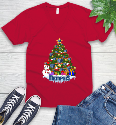 Memphis Grizzlies Merry Christmas NBA Basketball Sports V-Neck T-Shirt - Image 8