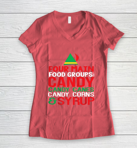 4 Main Food Groups Elf Buddy Christmas Women's V-Neck T-Shirt 4