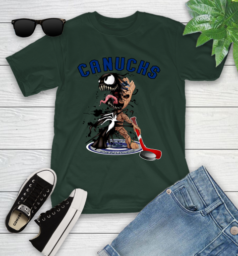 NHL Vancouver Canucks Hockey Venom Groot Guardians Of The Galaxy Youth T-Shirt 5