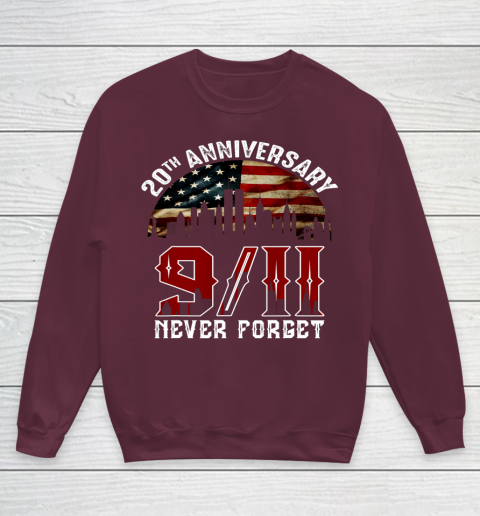 Never Forget 9 11 20th Anniversary Patriot Day 2021 Youth Sweatshirt 4