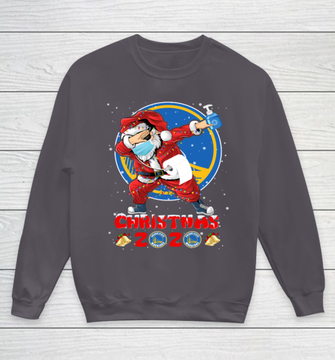 Golden State Warriors Funny Santa Claus Dabbing Christmas 2020 NBA Youth Sweatshirt 5