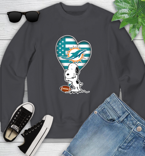 Miami Dolphins NFL Football The Peanuts Movie Adorable Snoopy Youth Sweatshirt 6