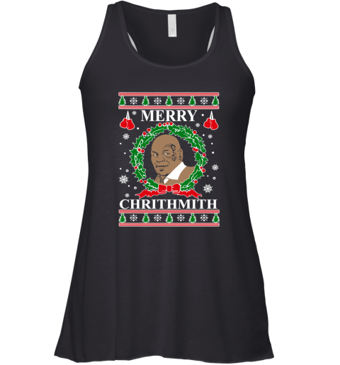 Merry Chrithmith Ugly Christmas Slouchy Off Shoulder Oversized Racerback Tank