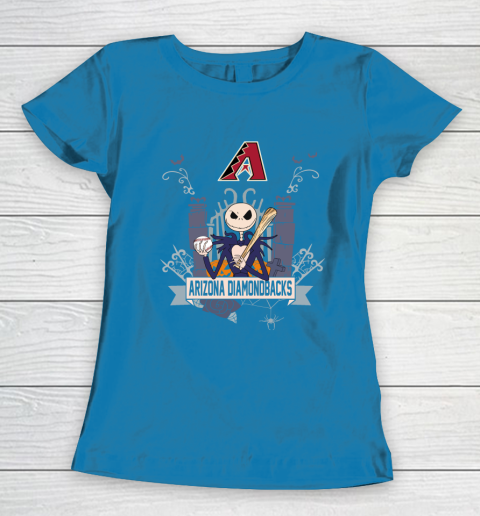 MLB Arizona Diamondbacks Baseball Jack Skellington Halloween Women's T-Shirt 6