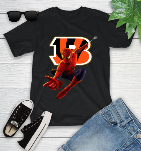 NFL Spider Man Avengers Endgame Football Cincinnati Bengals Youth T-Shirt 2