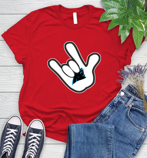 Carolina Panthers NFL Football Mickey Rock Hand Disney Women's T-Shirt 9