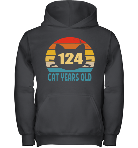 124 Cat Years Old Vintage Youth Hoodie