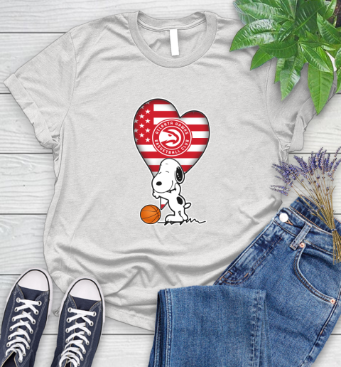 Atlanta Hawks NBA Basketball The Peanuts Movie Adorable Snoopy Women's T-Shirt