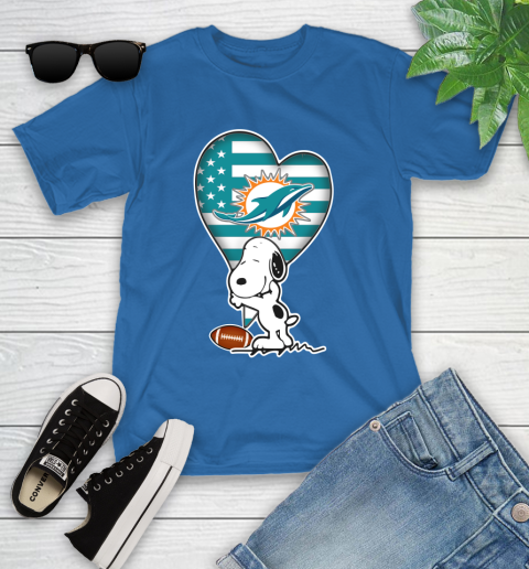 Miami Dolphins NFL Football The Peanuts Movie Adorable Snoopy Youth T-Shirt 9