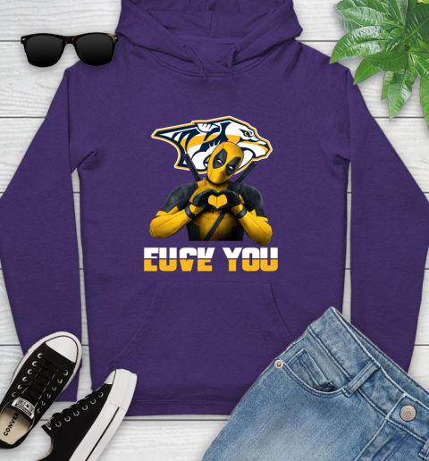 NHL Nashville Predators Deadpool Love You Fuck You Hockey Sports Youth Hoodie 5