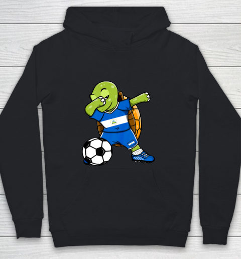 Dabbing Turtle Nicaragua Soccer Fans Jersey Flag Football Youth Hoodie