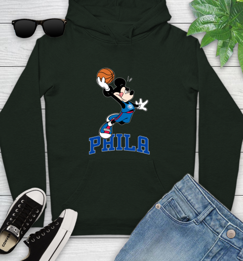 NBA Basketball Philadelphia 76ers Cheerful Mickey Mouse Shirt Youth Hoodie 12