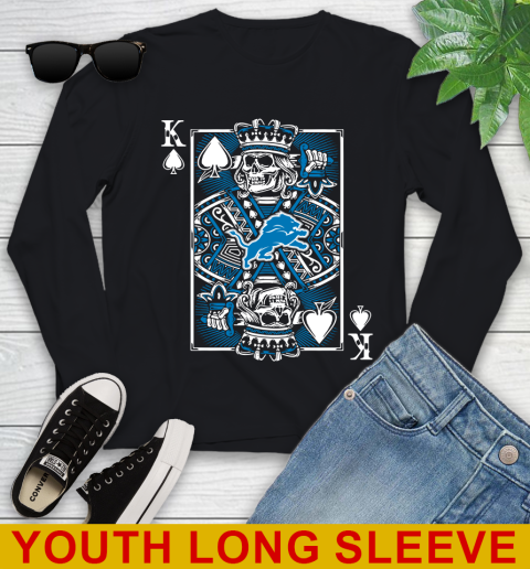 Detroit Lions NFL Football The King Of Spades Death Cards Shirt Youth Long Sleeve
