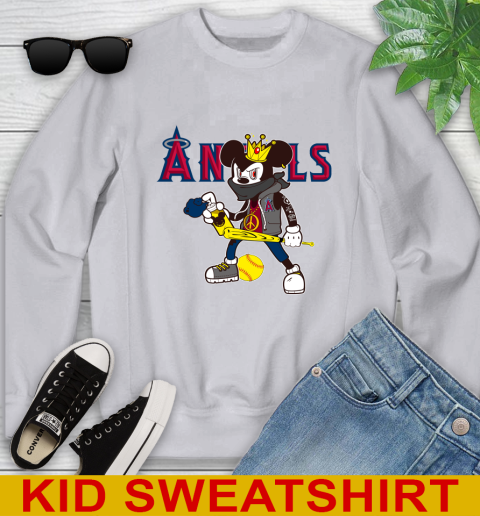 Los Angeles Angels MLB Baseball Mickey Peace Sign Sports Youth Sweatshirt 4