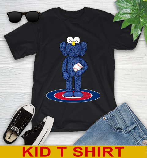 MLB Baseball Chicago Cubs Kaws Bff Blue Figure Shirt Youth T-Shirt 2