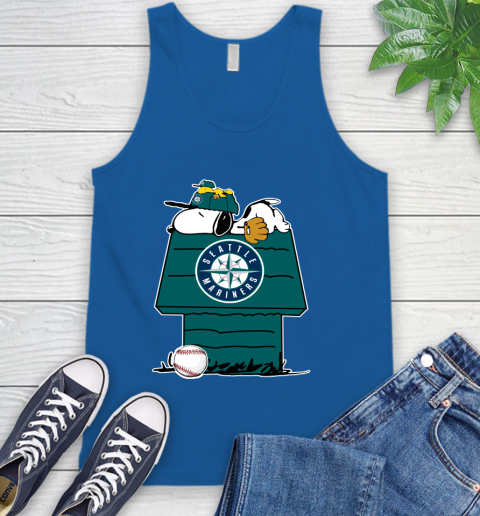MLB Seattle Mariners Snoopy Woodstock The Peanuts Movie Baseball T Shirt Tank Top 5