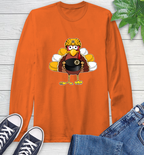 Boston Bruins Turkey Thanksgiving Day Long Sleeve T-Shirt 5