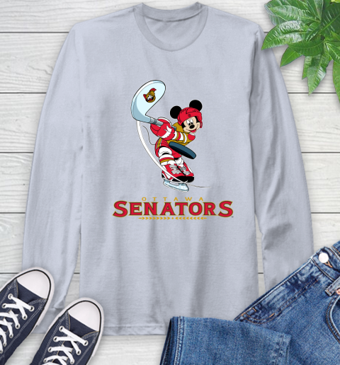 NHL Hockey Ottawa Senators Cheerful Mickey Mouse Shirt Long Sleeve T-Shirt 6