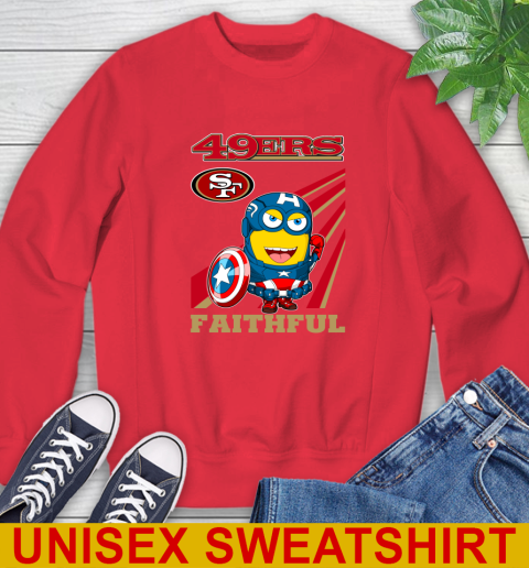 NFL Football San Francisco 49ers Captain America Marvel Avengers Minion Faithful Shirt Sweatshirt 12