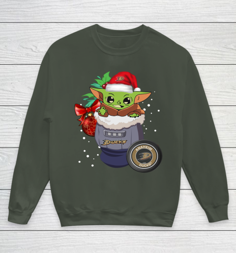 Anaheim Ducks Christmas Baby Yoda Star Wars Funny Happy NHL Youth Sweatshirt 10