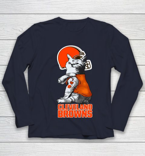 NFL Football My Cat Loves Cleveland Browns Youth Long Sleeve 2
