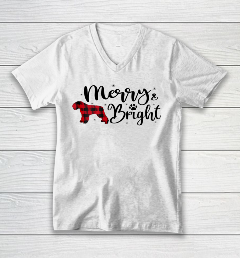 Bouvier Des Flandres Christmas Buffalo Plaid Dog Cute V-Neck T-Shirt