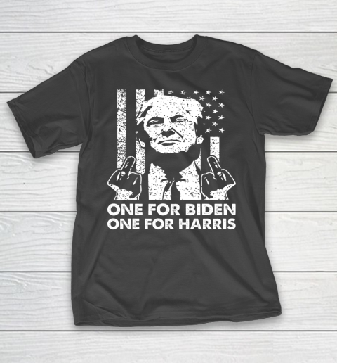 Trump Middle Finger One For Biden One For Harris T-Shirt