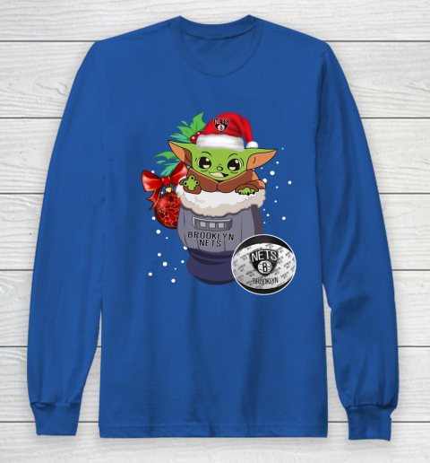 Brooklyn Nets Christmas Baby Yoda Star Wars Funny Happy NBA Long Sleeve T-Shirt 9
