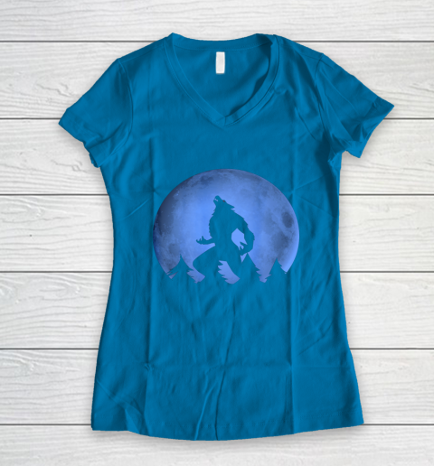 Werewolf Blue Moon wolf full moon on Halloween costume 2020 Women's V-Neck T-Shirt 5