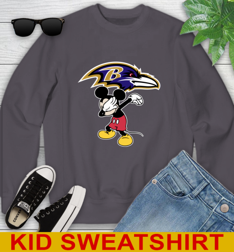 Baltimore Ravens NFL Football Dabbing Mickey Disney Sports Youth Sweatshirt 6
