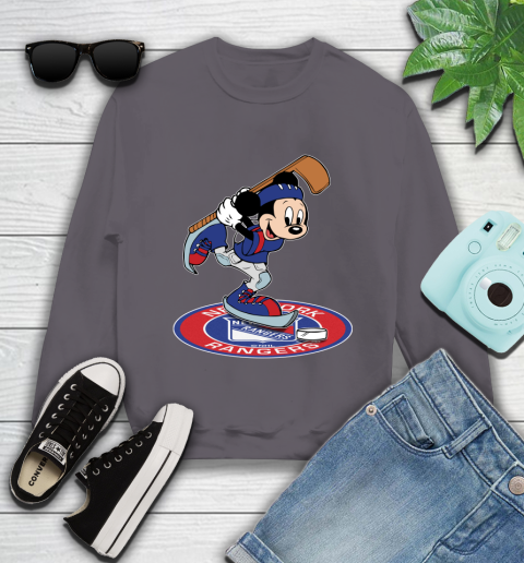 NHL Hockey New York Rangers Cheerful Mickey Disney Shirt Youth Sweatshirt 5
