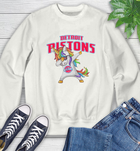 Detroit Pistons NBA Basketball Funny Unicorn Dabbing Sports Sweatshirt