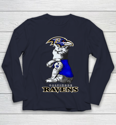NFL Football My Cat Loves Baltimore Ravens Youth Long Sleeve 2