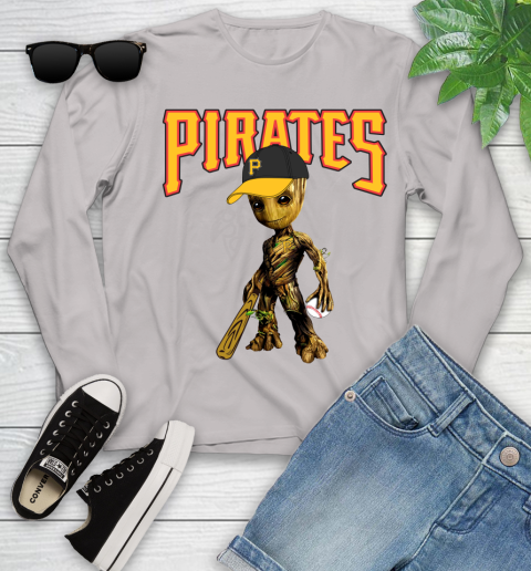 MLB Pittsburgh Pirates Groot Guardians Of The Galaxy Baseball Youth Long Sleeve 12
