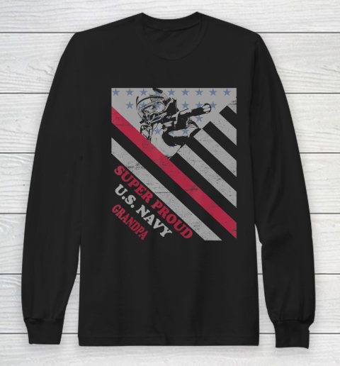 GrandFather gift shirt Vintage Flag Veteran Super Proud U.S. Navy Grandpa lovers T Shirt Long Sleeve T-Shirt